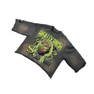 T-shirt noir à manches courtes pour homme Really Rich, col rond, imprimé, style streetwear, jersey de coton, coupe classique - Product Image 1