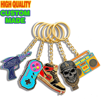 High Quality Hard Enamel Keychain Custom Sneaker Shoes Level up Headset Key Ring Charm for Gaming Fans Esports Events Giveaway