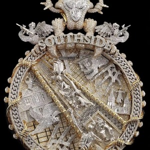 Fully Iced Out Moissanite Themed Pendant 18K Gold Plated Skeleton Design HipHop Style Men Everyday Wear Jewelry Two Tone Pendant - Product Image 5