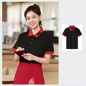 Custom Your Logo Black Color <b>Orange</b> Brown Neck Short-Sleeved Twill <b>Polo</b> Shirt for Hotel Staff Summer Hotel Restaurant Worker - Product Image 2