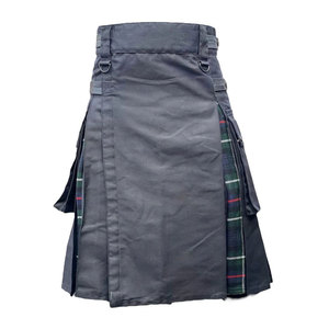 Kilt écossais pour femme en coton noir hybride, plissé, avec sangle en cuir, motif tartan, style Highland, personnalisé, vente en gros - Product Image 5