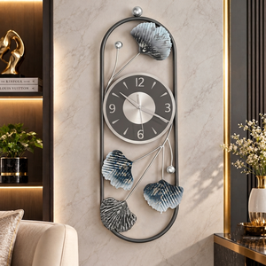 Modern Wall <b>Clock</b> Rust Orange Floral Art <b>Clock</b> Gray Frame <b>Cream</b> Accent Latest Hanging <b>Clock</b> Home Decor by Falah International - Product Image 5
