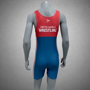 Combinaison de lutte bleue une pièce ajustée en spandex et polyester pour homme, imprimée par sublimation, pour arts martiaux - Product Image 2