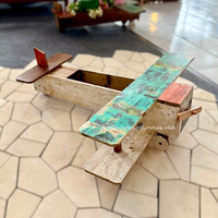 DIVADI Pots à fleurs / Serres artisanales en bois écologiques, modèle d'avion en bois de bateau recyclé A2 pour jardin