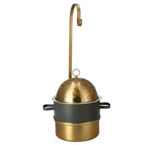 Casserole de luxe en acier inoxydable avec couvercle, poignée dorée, pot de service, bol de rangement pour roti et chapati, vaisselle pour hôtel et restaurant - Product Image 4