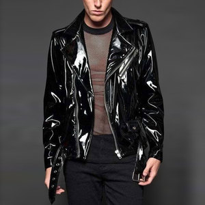 Chaqueta de Motociclista de Vinilo PVC Negro, Estilo Gótico, Hecha a Mano, para Hombre, Venta al Por Mayor de Fábrica, OEM ODM 2026 - Product Image 1