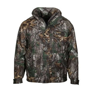 Veste polaire à capuche pour homme, coupe-vent, en toile de polyester, logo sur le devant, coupe classique, vêtements d'extérieur pour l'hiver - Product Image 1