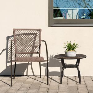 Tavolino Laterale da Esterno in Alluminio Pressofuso Antiruggine, Tavolino da Caffè per Patio, Giardino, Portico, Balcone ed Esterni - Product Image 3