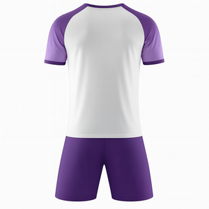 Men's White Purple Color Blocked Soccer Jersey Short Sleeve Crew Neck Moisture Wicking Polyester <b>Athletic</b> Wear All Seasons - Product Image 4