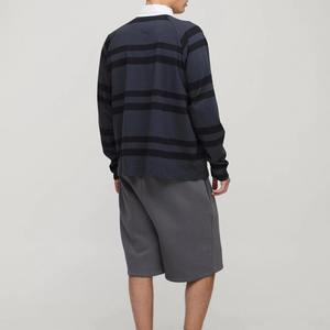 Chemises polo de rugby pour hommes, design rayé premium, manches longues, matière en coton polaire, coupe décontractée, épaules tombantes, polos personnalisés - Product Image 2