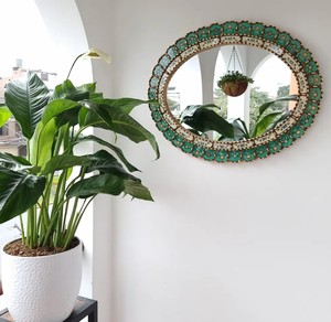 Hermoso Espejo Turquesa Ovalado de 70 cm Dorado - Decoración de Interiores - Espejo de Pared - Decoración del Hogar - Espejos Decorativos - Product Image 3