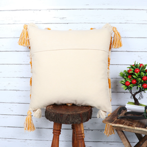 Hand Tufted Texture Boho Off-<b>White</b> and Yellow Stripe Cushion Cover Handmade Decorative <b>Pillow</b> <b>Case</b> for Sofa Bedroom Living Room - Product Image 4
