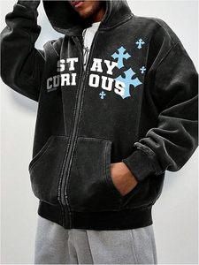 Men's Gothic Hoodies Hip Hop Streetwear Sweatshirts Grunge Graphic Hooded <b>Jackets</b> - Product Image 2
