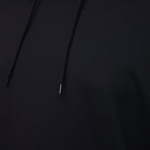 Sweat-shirt à capuche noir pour homme, couleur unie, coupe ample, style décontracté, automne, 100% coton, tissu en molleton tricoté - Product Image 3