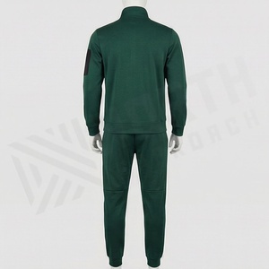 Chándal de Forro Polar Verde para Hombre, con Cierre de Media Cremallera, Cuello Alto, Color Sólido, Ropa Deportiva Informal con Bolsillos Laterales y Logotipo Frontal - Product Image 2