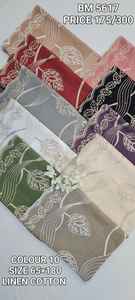 Châle élégant en lin et coton avec broderie en dentelle, 12 couleurs, accents de dentelle, bordure effilochée délicate, motif floral tendance - Product Image 3