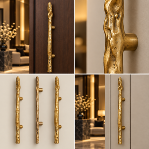Tirador de puerta texturizado en tono dorado, manija larga artística para gabinetes, herrajes decorativos para muebles de lujo, para puertas interiores y armarios. - Product Image 6
