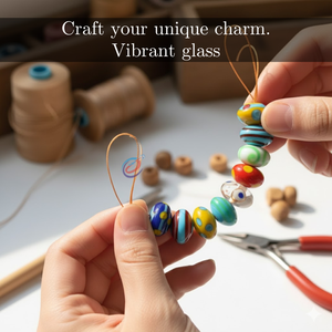 Perles de verre artisanales multicolores en lampwork |   Perles décoratives mélangées de qualité supérieure pour la fabrication de bijoux et l'artisanat, support de 8 pouces, 12x18mm - Product Image 3