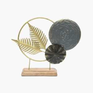 Sculpture abstraite en métal doré de luxe, motif tourbillon, figurine à rubans entrelacés, centre de table géométrique moderne, base en marbre noir - Product Image 3