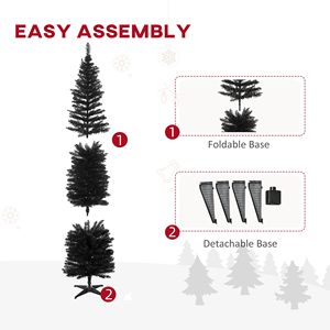 Albero di Natale Artificiale Nero Sottile da 2,1 m con 499 Rami Realistici e Supporto in Plastica - Product Image 3