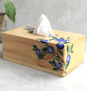 Boîte à mouchoirs en bois imprimée émail floral pour la maison, le bureau, la voiture, cadeau, distributeur de serviettes décoratif pour accessoires de table - Product Image 1