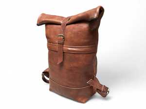 Premium Leather <b>Roll</b> Top Rucksack With Hidden Pockets Secure Laptop Bag For Business Export LTBP-0273 - Product Image 4