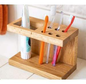 Soporte de Madera Sostenible para Cepillos de Dientes, Accesorio de Baño de Bambú para Guardar Cepillos de Dientes, Maquinillas de Afeitar y Pasta Dental - Product Image 5