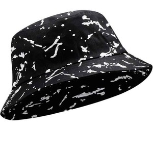 Unisex Black White Splatter Print Bucket Hat Digital Printing Casual Style Adult Spring Summer Wear - Product Image 1