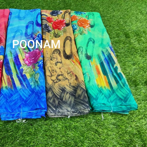 Hermoso sari de georgette con blusa, sari de diseñador, sari ligero, sari para fiesta, proveedor mayorista, exportación - Product Image 1