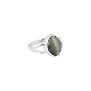 Natural <b>Cat's</b> Eye Oval Cut Gemstone Bezel Setting Classic Wedding <b>Ring</b> | 925 Sterling Silver Handmade - Product Image 3