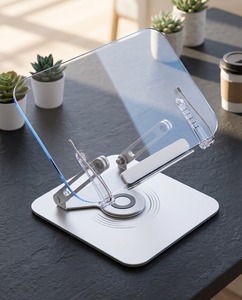 Soporte Giratorio para Portátil de Acrílico Transparente Moderno, Estante de Escritorio Transparente Premium, Soporte de Lectura Ergonómico Giratorio 360° - Product Image 4