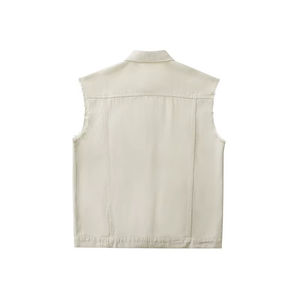 Gilet en jean respirant à capuche pour homme, sans manches, veste courte en jean, gilet boutonné en coton, vêtement d'extérieur décontracté et tendance, grande taille - Product Image 3