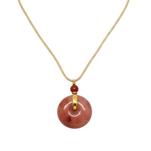 Natural Crystal Pendant Necklace 1-Inch Gold Plated Amulet with Adjustable <b>Rope</b> for Men - Product Image 3