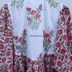 Beautiful floral Cotton Block Printed dress Dress For Casual wear Hand Block Printed Dress - Product Image 5