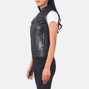 Chaleco de Cuero Genuino Transpirable para Mujer, Tejido, con Cierre, Casual y Ecológico - Product Image 4