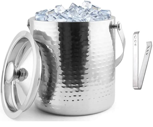 Seau à glace en acier inoxydable martelé 2L, seau à glace pour vin et champagne en acier inoxydable, meilleure vente - Product Image 4