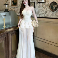 Robe longue élégante en soie pour femme, style princesse, design simple, taille naturelle, manches courtes, confortable, lavable, couleur unie, décontractée et formelle