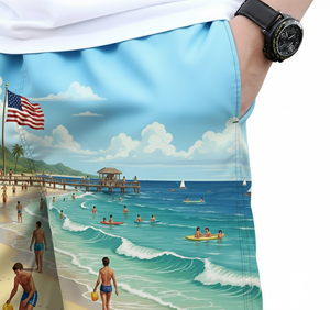 Custom Logo Women & Men Beach Shorts Polyester/Cotton Breathable Quick Dry Board Shorts <b>Drawstring</b> Closure - Product Image 6