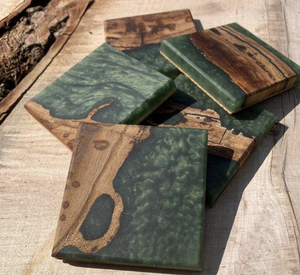 Ensemble de sous-verres en résine artificielle de qualité supérieure, faits à la main en bois et résine, personnalisables, élégants, pour la décoration de la maison, produit de Chine - Product Image 3