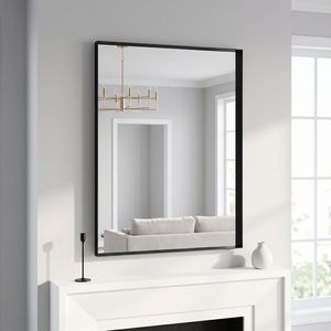 Specchio da Bagno Rettangolare Nero 22"x30" con Cornice Profonda per Vanità - Product Image 2