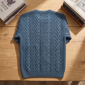 Pull en laine tricoté à motif géométrique pour homme, haut de gamme, à manches longues, décontracté, pour l'hiver, pour homme d'âge moyen - Product Image 5