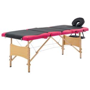 Table de massage pliable en bois noir et rose à 4 zones, qualité supérieure, pour les thérapeutes - Product Image 1