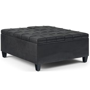 Harrison Distressed Black Coffee Table <b>Storage</b> Ottoman <b>Stools</b> & Ottomans Product Category - Product Image 1