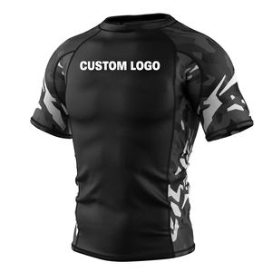 Maillot de protection solaire UPF 50+ de qualité supérieure pour l'entraînement physique, respirant, écologique, séchage rapide, 180g, manches courtes, en spandex - Product Image 1