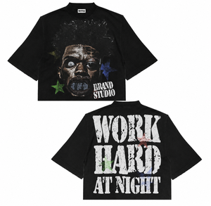 OEM 100% Cotton High Quality Custom <b>Logo</b> Oversized Cropped Boxy Fit T-Shirt for Men Heavyweight Screen Printing Hip Hop T-Shirt - Product Image 3