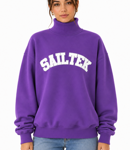 Pull à col roulé décontracté pour femme, écologique, respirant, léger, 100% coton, sweat-shirt oversize d'hiver, manches régulières - Product Image 2