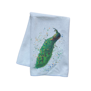 Jaicotton New Sustainable Waffle Weaved National Bird Peacock Printed Cotton <b>Kitchen</b> Towel Rectangle Animal Print Adult Use - Product Image 1