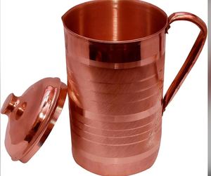 Copper <b>jug</b> set for premium reusable serving lifestyle water serving metal set with glasses durable reusable kitchen dining <b>drink</b> - Product Image 6