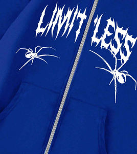 เสื้อฮู้ดดี้โอเวอร์ไซส์พิมพ์ลายแมงมุมแบบกำหนดเองสำหรับผู้ชาย ปี 2026 แขนยาวลำลอง ผ้าฝ้ายฟลีซ 100% แบบซิป - Product Image 5