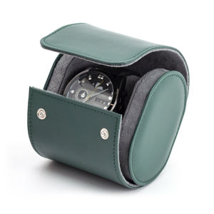 Boîte à montre en cuir PU personnalisée avec logo du fournisseur, matériaux recyclés écologiques, fermeture à bouton, boîte à montre de type oreiller - Product Image 2